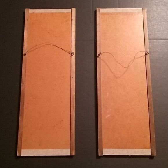 2 Vintage GRAVEL Pebble Art Pictures Mid Century COMEDY TRAGEDY MASKS 24 x 8 3/4 - Picture 4 of 5